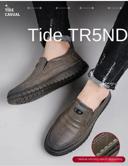 High Quality Outdoor Comfortable Fashion Soft Classic Driving Non-slip Flats Moccasin Handmade Men Cowhide Leather Casual Shoes