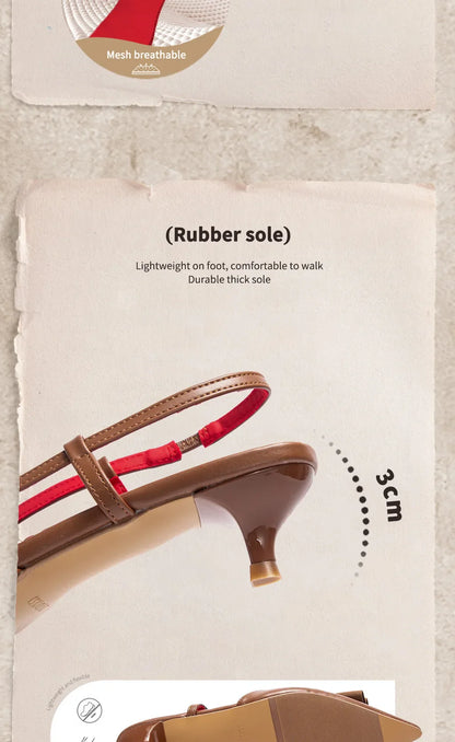 Woman High Heels Brown New Summer Strap Design Pointed Casual Elegant Workplace Ladies Classic Sandals