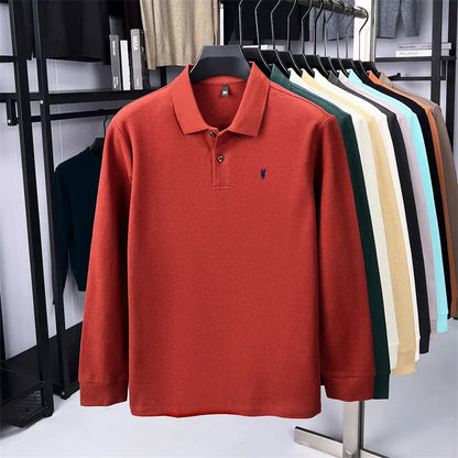 100% Pure Cotton Long Sleeved Men's Polo Shirt Hot Selling Brand Autumn Season Exquisite Pony Embroidery Breathable Top T-shirt