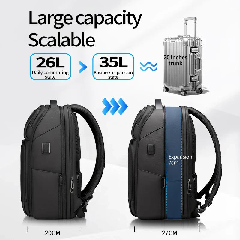 Business Waterproof Backpacks USB Charging Men Backpack Fit 15.6 Inch Laptop Travel 35L Large Capacity Backpack
