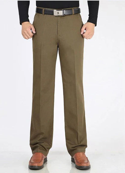 Winter Men's Thicken Fleece Casual Pants Stretch Loose Straight Warm Business Trousers Velvet Fashion Leisure Office Suit Pants