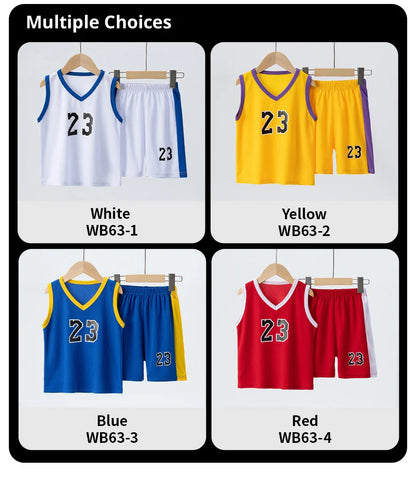 Summer CHILDREN'S Basketball Suit Boys and Girls Sports Vest Shorts Suit 23rd Handsome Boys and Students Vest Suit 2-piece.