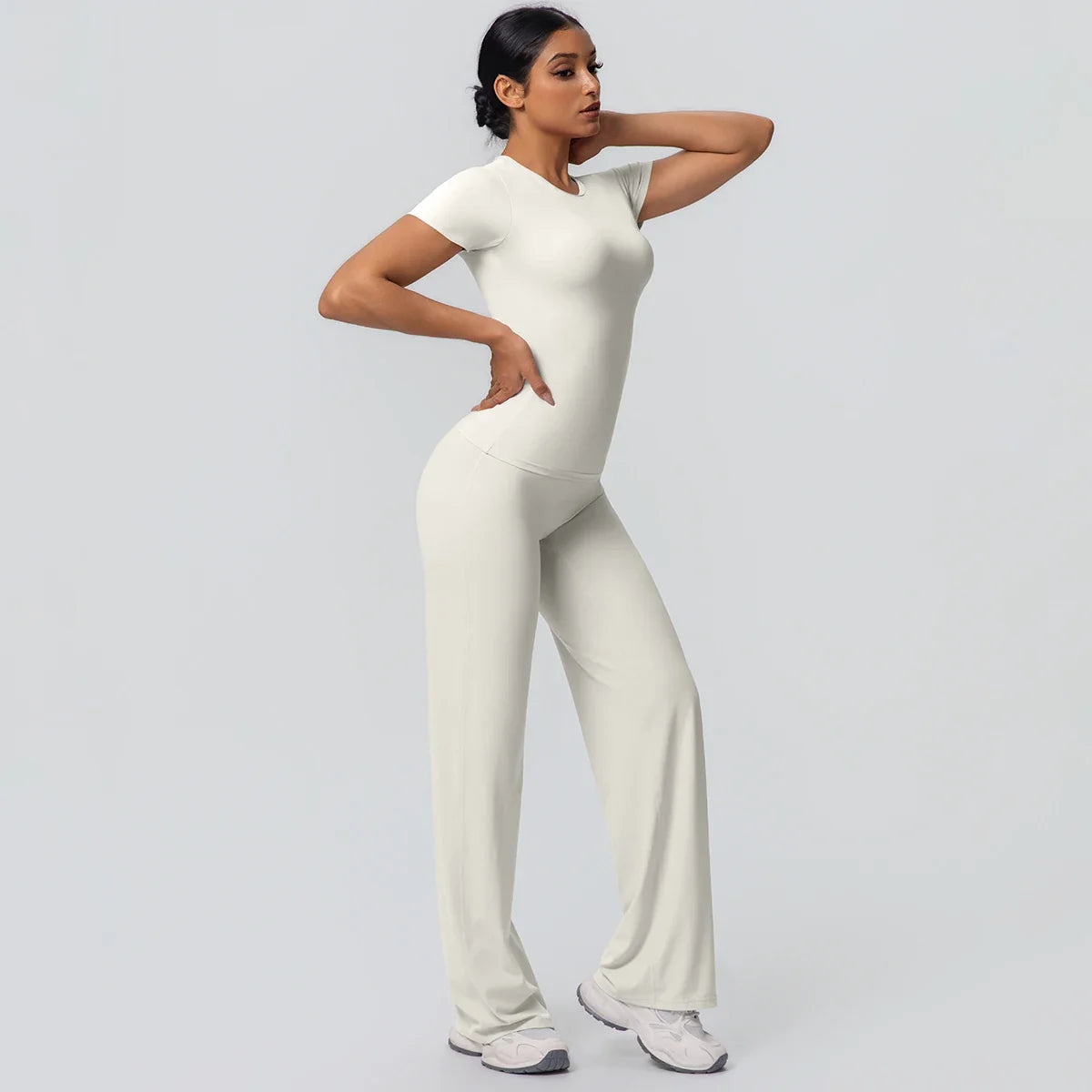 Fitness Sports Workout Yoga Set for Women Naked Feel Slim Casual Workout Top T-Shirt Quick Drying Push Up Running Pants Yoga Set