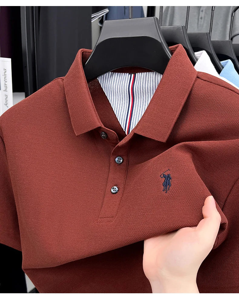 High end brand 100% cotton short sleeve polo shirt men luxur pony embroidery comfort breathable fashion T-shirt summer new top