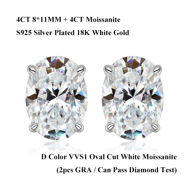 5*7mm Oval Cut Ruby Emerald Moissanite Stud Earrings Lab Grown For Women Man Unisex Gemstone Party 925 Silver Earring Gift