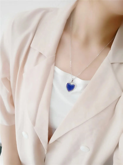 Heart Mood Locket Necklace Color Changing Necklace Temperature Mood Stainless Steel Love Shape Photo Pendant Necklace Jewelry