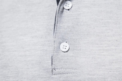 AIOPESON 2023 New Men's Deer Embroidery Polo Shirts Solid Color Long Sleeve Social Business Male