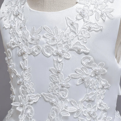 Teenage Girls Sequins Embroidery Bridesmaid Long White Dress For Flower Kids Wedding Party First Communion Birthday Vestidos