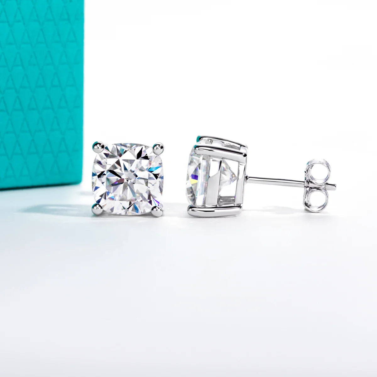 1cttw-6cttw Cushion Moissanites Earrings 925 Sterling Silver D Color VVS1 Moissanite Classic Stud Earrings for Woman