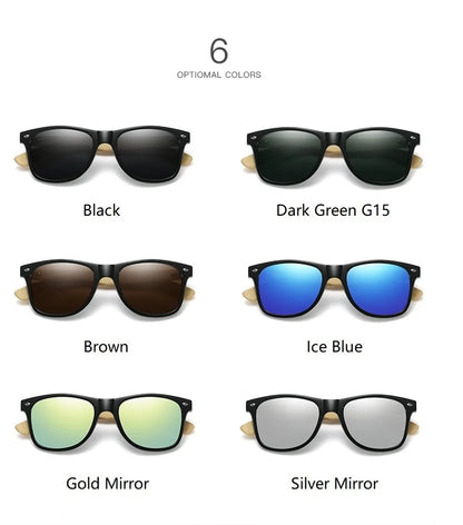 Fashion Bamboo Wood Vintage Square Sunglasses Men Women Luxury Brand Designer Sun Glasses Wooden Driving Fishing Eyewear