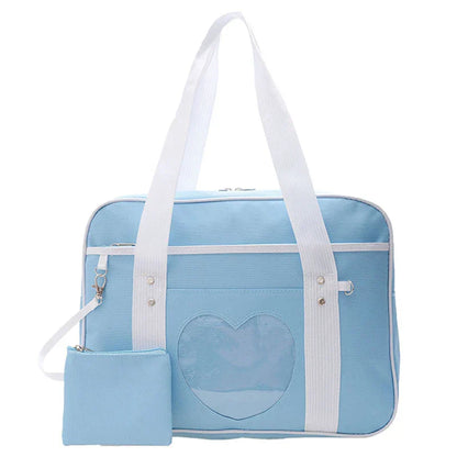 Japanese Lolita Heart JK School Uniform Bags Fashion Women Oxford  Women Student PU Handbag Cosplay Anime Shoulder Bag