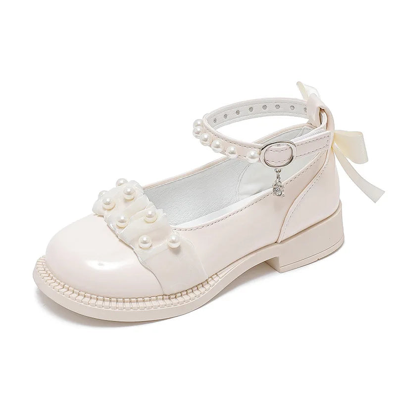 Girl's Mary Janes Organza Beautiful Sweet Children Princess Shoes Three Colors Cover Toe Ankle Strap 26-36 Kids Autumn Shoes