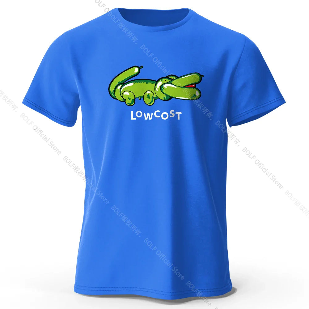 Men's Joke The Lowcost Printed T-Shirt 100% Cotton Oversized Funny Graphic Tees for Women Summer Tops Casual Streetwear