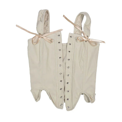 Women's Retro Lace-up Corset Crop Top Sleeveless Spaghetti Straps Bustiers Corsets Medieval Slim Tight Cami Tops Club Outwear