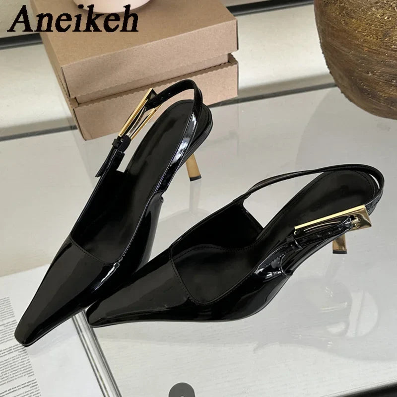 2025 Summer New Band Women Pumps Shoes Fashion Shallow Slip On Slingback Sandals Thin High Heel Dress Sexy Pumps Shoes