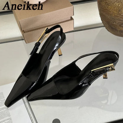 2025 Summer New Band Women Pumps Shoes Fashion Shallow Slip On Slingback Sandals Thin High Heel Dress Sexy Pumps Shoes