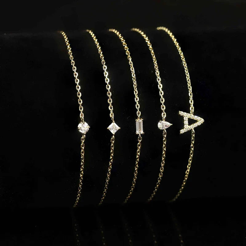 Trendy A Moissanite Bracelets for Women Letter Charm Adjustable Chain 100% 925 Sterling Silver Wedding Fine Jewelry Gifts