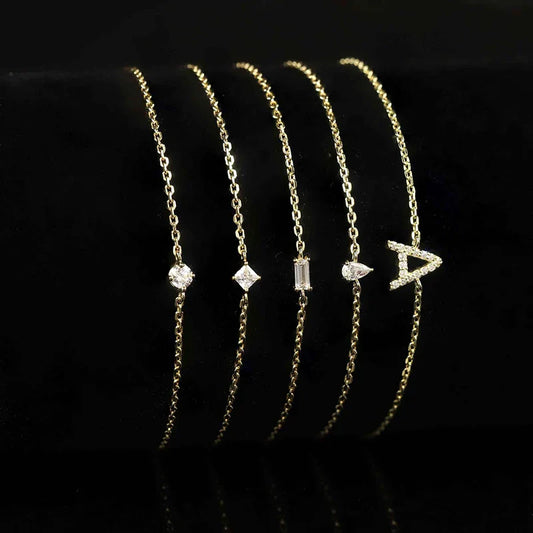 Trendy A Moissanite Bracelets for Women Letter Charm Adjustable Chain 100% 925 Sterling Silver Wedding Fine Jewelry Gifts