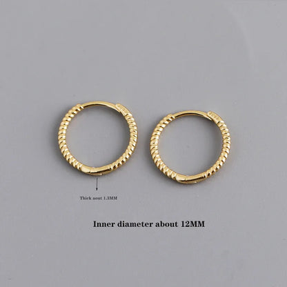 925 Sterling Silver Fashion Piercing Charm Twist Huggies Hoop Earrings for Women Rock Gothic Unisex Jewelry Ear Buckles