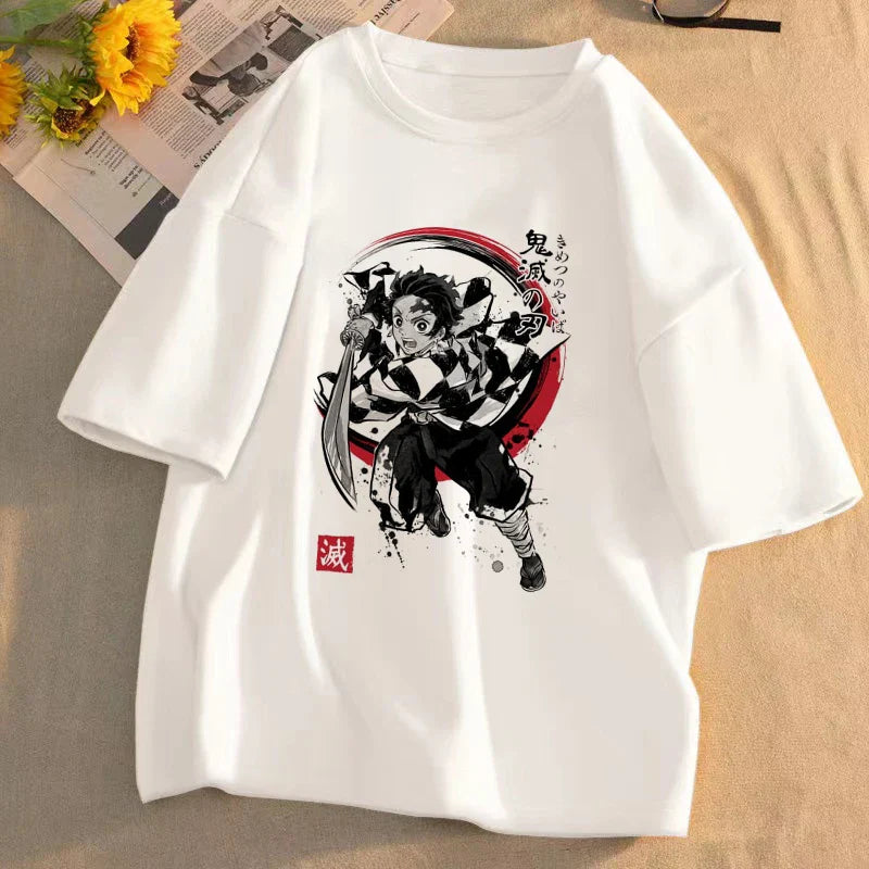 Demon Slayer Anime T-Shirt Kimetsu No Yaiba Unisex Graphic Tee Summer Short Sleeve Casual Cartoon Top Streetwear Anime Gift