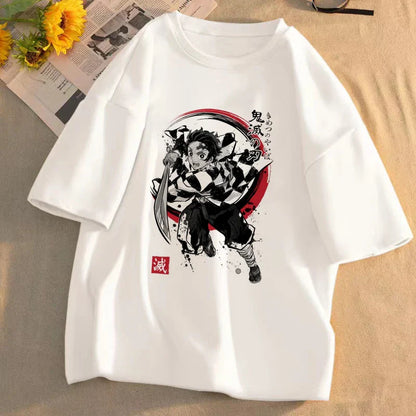 Demon Slayer Anime T-Shirt Kimetsu No Yaiba Unisex Graphic Tee Summer Short Sleeve Casual Cartoon Top Streetwear Anime Gift