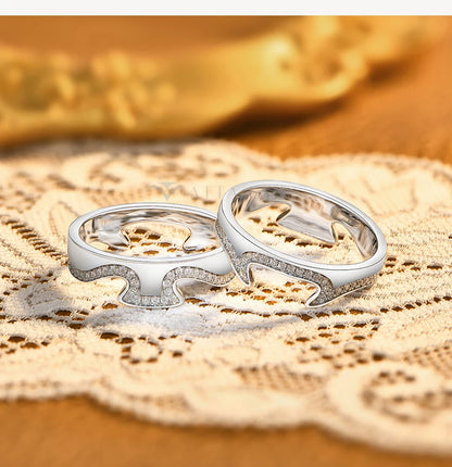 May New Two-Tone Wave Rings for Women Men S925 Silver Interlocking Moissanite Ring Trendy Statement Party Jewelry Gifts