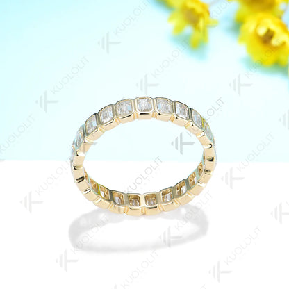 3.5CTW Emerald Cut Moissanite Ring for Men Women PT950 Soild 14K 10K Yellow Gold Silver Band Ring for Wedding Christmas
