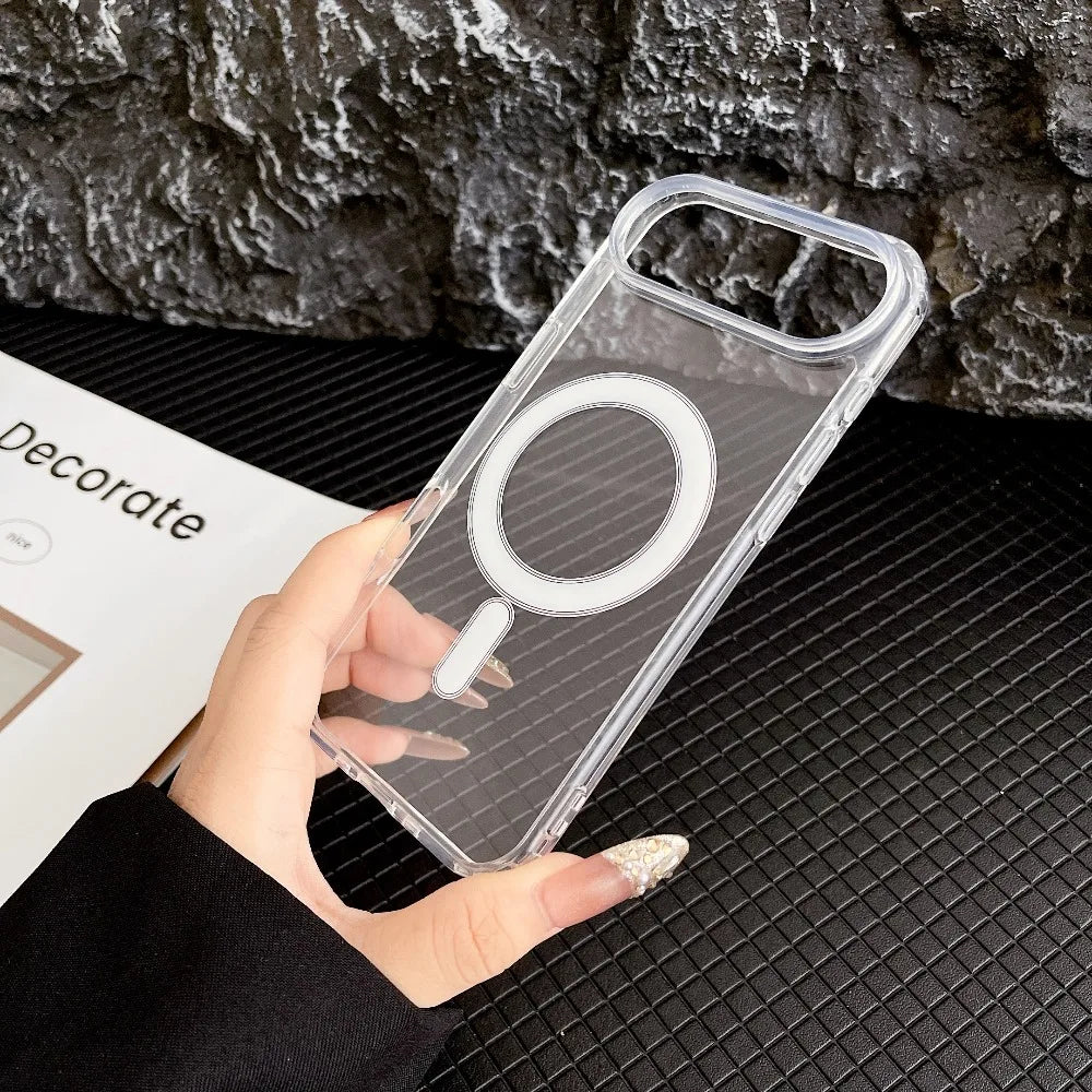 Transparent Original Magnetic Phone Case for iPhone 17 16 15 14 Plus 13 12 mini 11 Pro XS Max XR for Magsafe Acrylic Clear Cover