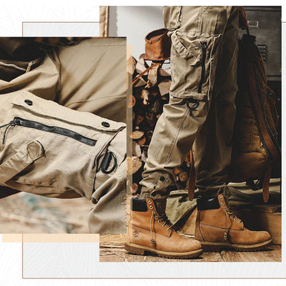 Autumn Men's Cargo Pants New Multi-Pocket Tactical Casual Pants Straight Leg Fashion Tactical Trousers Elastic Waist Cargo Pants