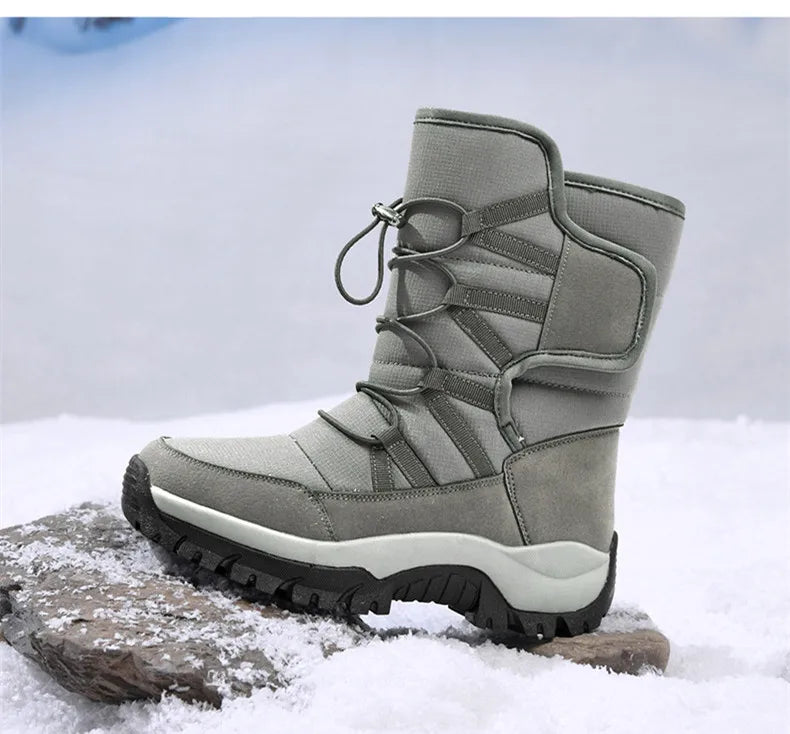 Men's Winter Shoes Waterproof Men's Boots Warm Plush Couple Snow Boots Outdoor Non-slip Hiking Boots Men Work Ankle Boots