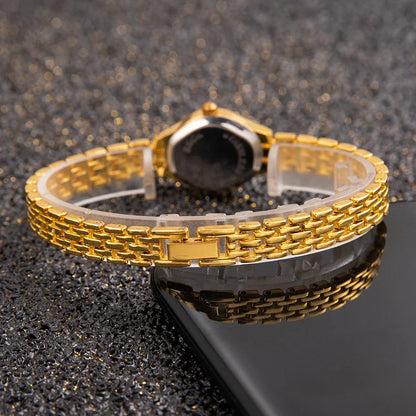 Ladies Gold Plated Watch Women Bracelet Quartz Wristwatch Girl Analog Feminino Relojes Hour Luxury Watches Elegant Casual Clock