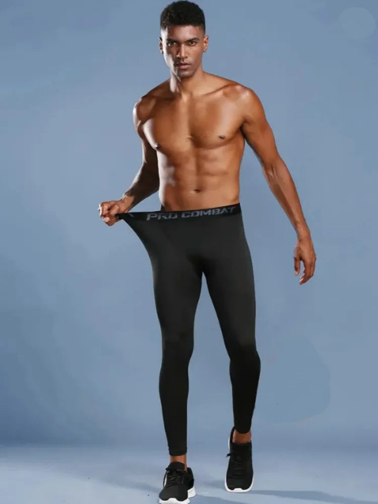 Men Compression Tight Leggings Running Sports Male Gym Fitness Jogging Pants Quick Dry Trousers Workout Training Yoga Bottoms