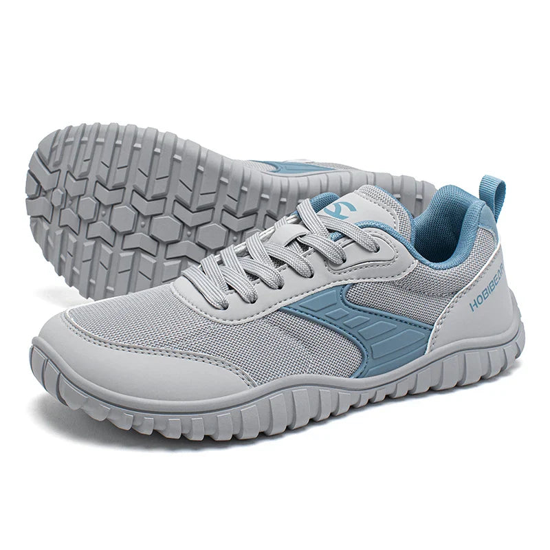 Wide Toe Running Shoes Unisex Minimalist Artificial Leather Walking Sneakers Lace Up Lightweight Breathable Shoes