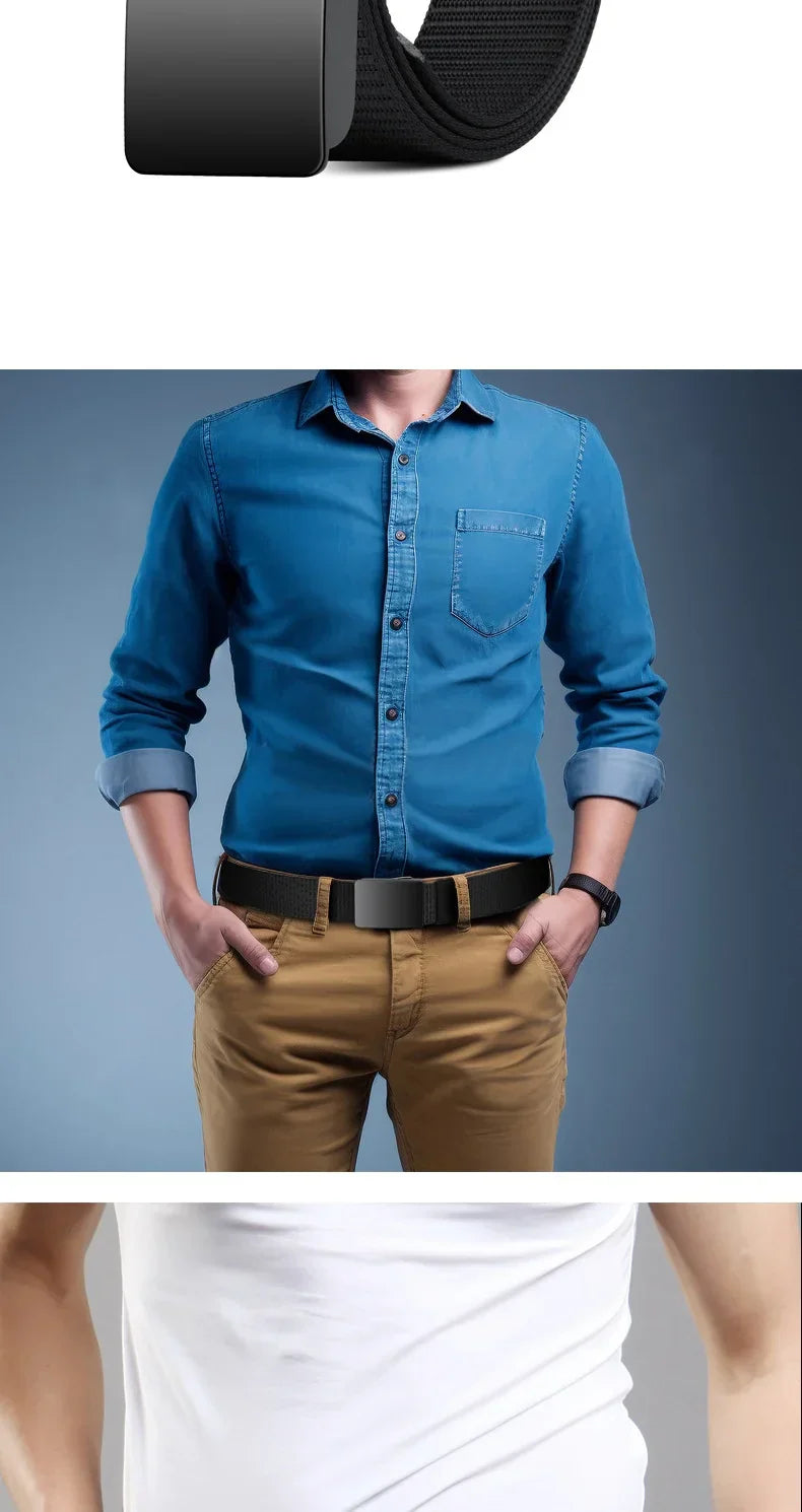 Unisex Canvas Belt Tweed Plaid Casual Polyester Four Seasons Universal Double Color Tweed Plaid Polyester Leisure Belt