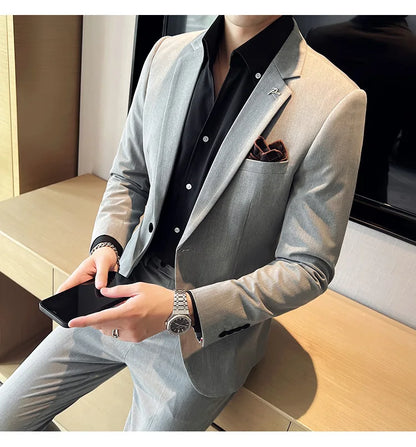 Terno Masculino Casual de Escritório Noivo Casamento Blazer Calça Social
