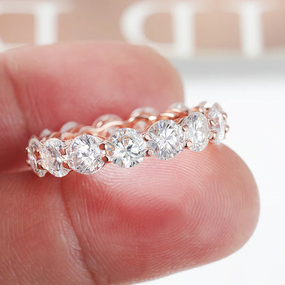 3/3.5/5mm Rose Gold Color All Moissanite Rings for Women Sparkling Wedding Ring 925 Sterling Silver Classic Jewelry Bands