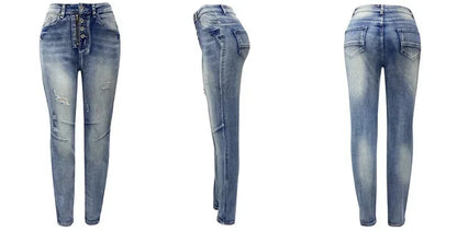 Summer Jeans for Women Ankle Length Denim Pencil Pants Zipper Fly Washing Slim Fit Pockets Streetwear Spring 2025 Slght Strech