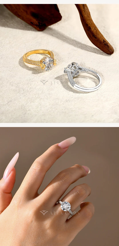 Half Eternity Moissanite Ring 10.0mm 4ct DVVS1 925 Sterling Silver 18k Gold Plated For Women Wedding Engagement Jewelry