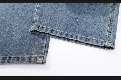 Cargo Jeans Men's Autumn New Vintage Fashion Straight Denim Trousers Casual Wide Personalized Male Clothing Pants Men Denim