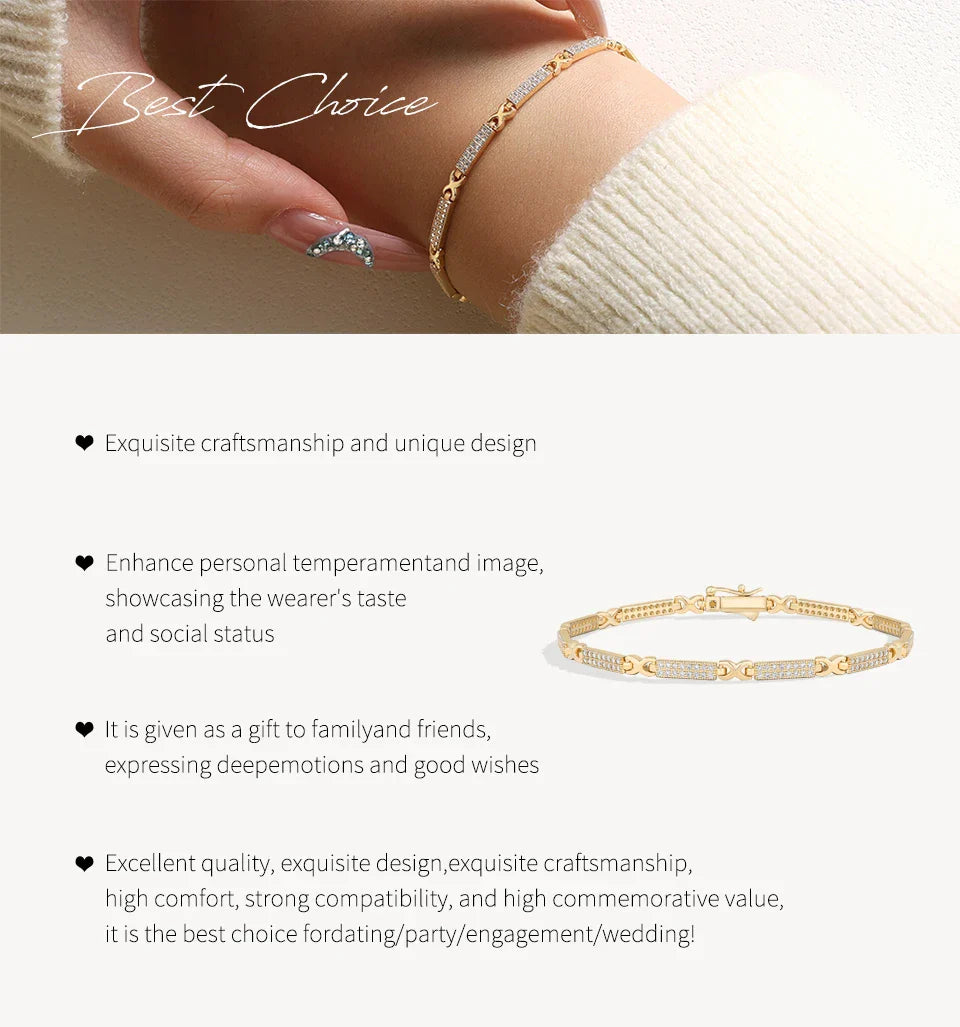 Dazzling Double Row Moissanite Bracelets Fashion Simple Tennis Chain For Women Men s925 Sterling Silver Wedding Jewelry
