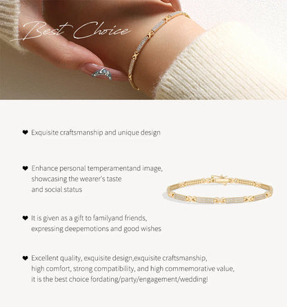 Dazzling Double Row Moissanite Bracelets Fashion Simple Tennis Chain For Women Men s925 Sterling Silver Wedding Jewelry