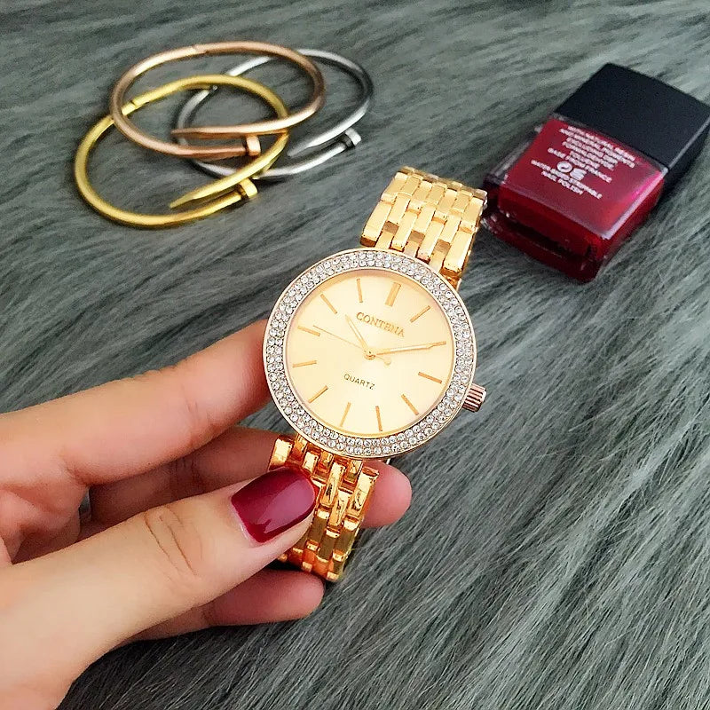 Women's Watches Luxury Stainless Steel Rhinestone Women Quartz Wristwatches Fashion Top Brand Ladies Bracelet zegarek damski