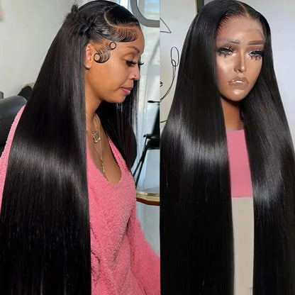 200% Density 13x4 Bone Straight Hd Transparent Lace Front Human Hair Wig 40 Inch 13x6 Lace Frontal Wig For Women Brazilian Wigs