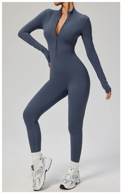 Zipper Jumpsuit Women Quick Dry Clothing Sportswear Woman Gym Yoga Sport Sets Spandex Nylon Workout Sets Women Tracksuit