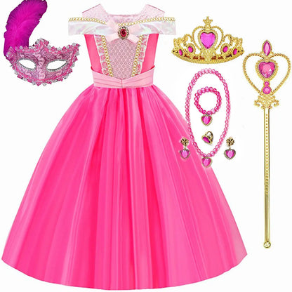Girls Sleeping Beauty Aurora Cosplay Princess Dress Kids Rapunzel Frozen Elsa Cinderella Costume Party Clothing 2-12Years