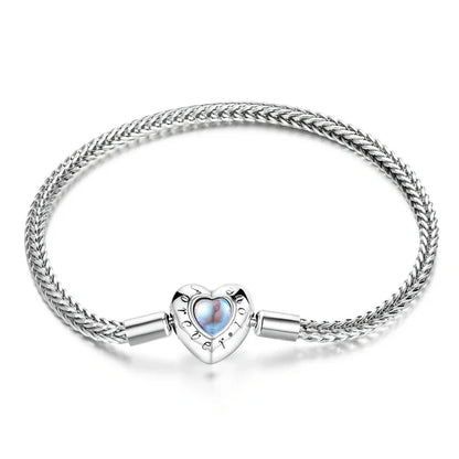 925 Sterling Silver Zircon Rose Buckle Bracelet Snake Chain for Women Bead Charm DIY Chic Jewelry Gift BSB096