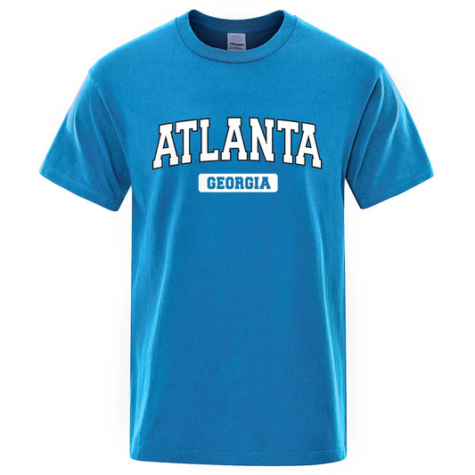 Atlanta Georgia Usa City Letter Tops Men Summer Oversize T-Shirts Cotton Loose T Shirts Fashion Breathable Male Short Sleeves