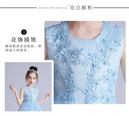 Summer Children Girls Sundress Young Teenagers Girls Sleeveless Princess Evening Dress 3-12Y Kids Girls Puffy Tulle Dress