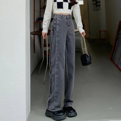 Casual Jeans Women Denim Pants Straight Trousers