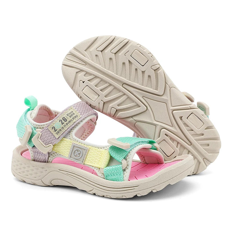 New Summer Kids Sport Sandals, Children Casual Breathable Barefoot Shoes, Non-Slip Lightweight Water Beach Sandals for Boys